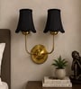 Dual Gold Metal Wall Mounted Lamp with Black Fabric Shade