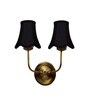 Dual Gold Metal Wall Mounted Lamp with Black Fabric Shade