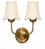 Dual Gold Metal Wall Mounted Lamp with Off-White Cotton Shade