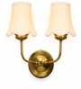 Dual Gold Metal Wall Mounted Lamp with Off-White Cotton Shade