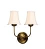 Dual Gold Metal Wall Mounted Lamp with Off-White Cotton Shades
