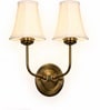 Dual Gold Metal Wall Mounted Lamp with Off-White Cotton Shades