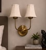 Dual Gold Metal Wall Mounted Lamp with Off-White Cotton Shades