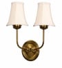 Dual Gold Metal Wall Mounted Lamp with Off-White Cotton Shades