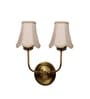 Dual Gold Metal Wall Sconce with Beige Jute Shade for Modern Home Interiors