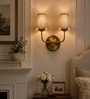 Dual Gold Metal Wall Sconce with Beige Jute Shade for Modern Home Interiors