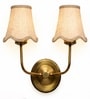 Dual Gold Metal Wall Sconce with Beige Jute Shade for Modern Home Interiors