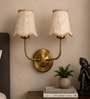 Dual Gold Metal Wall Sconce with Beige Jute Shade for Modern Home Interiors