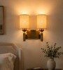 Dual Gold Wall Lamp with Beige Jute shade