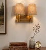 Dual Gold Wall Lamp with Beige Jute shade