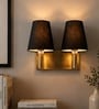 Dual Gold Wall Lamp with Black cotton shade
