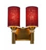 Dual Gold Wall Lamp with Blue Jute shade
