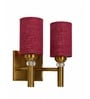 Dual Gold Wall Lamp with Blue Jute shade