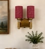 Dual Gold Wall Lamp with Blue Jute shade