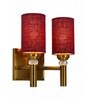 Dual Gold Wall Lamp with Blue Jute shade