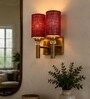 Dual Gold Wall Lamp with Blue Jute shade