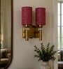 Dual Gold Wall Lamp with Blue Jute shade