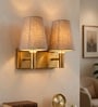 Dual Gold Wall Lamp with Grey  cotton shade