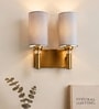 Dual Gold Wall Lamp with Grey  cotton shade