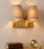 Dual Gold Wall Lamp with Grey  cotton shade