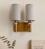 Dual Gold Wall Lamp with Grey  cotton shade