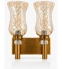 Dual Gold Wall Lamp with Lavender Glass
