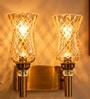 Dual Gold Wall Lamp with Lavender Glass