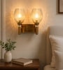 Dual Gold Wall Lamp with Lavender Glass