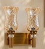 Dual Gold Wall Lamp with Lavender Glass