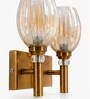 Dual Gold Wall Lamp with Lavender Glass