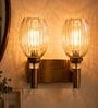 Dual Gold Wall Lamp with Lavender Glass