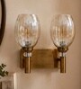Dual Gold Wall Lamp with Lavender Glass