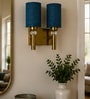 Dual Gold Wall Lamp with Maroon Jute shade