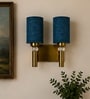 Dual Gold Wall Lamp with Maroon Jute shade