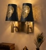 Dual Gold Wall Lamp with Metal Etched Shade