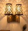 Dual Gold Wall Lamp with Metal Etched Shade