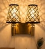 Dual Gold Wall Lamp with Metal Etched Shade
