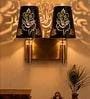 Dual Gold Wall Lamp with Metal Etched Shade