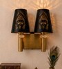 Dual Gold Wall Lamp with Metal Etched Shade