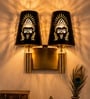 Dual Gold Wall Lamp with Metal Etched Shade
