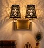 Dual Gold Wall Lamp with Metal Etched Shade