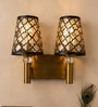 Dual Gold Wall Lamp with Metal Etched Shade