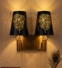 Dual Gold Wall Lamp with Metal Etched Shade