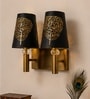 Dual Gold Wall Lamp with Metal Etched Shade