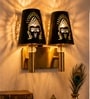 Dual Gold Wall Lamp with Metal Etched Shade
