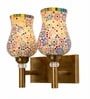 Dual Gold Wall Lamp with Mosaic Glass