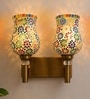 Dual Gold Wall Lamp with Mosaic Glass