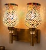 Dual Gold Wall Lamp with Mosaic Glass