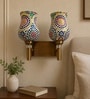 Dual Gold Wall Lamp with Mosaic Glass