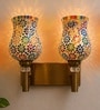 Dual Gold Wall Lamp with Mosaic Glass
